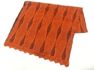 リボン刺繍よろけ縞模様織出しショール